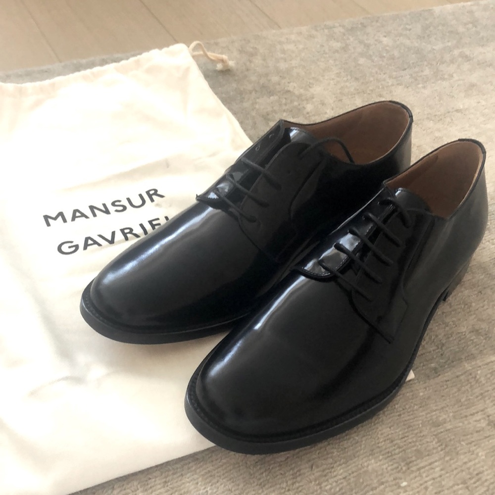 Mansur Gavriel Black Glossy Brogue IT 40.5